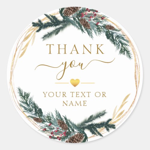 Thank you Christmas Botanical   Classic Round Sticker