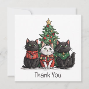 Thank You Christmas Cats Holiday Tree Card