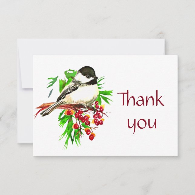 Thank You Christmas Chickadee Cute Bird (Front)