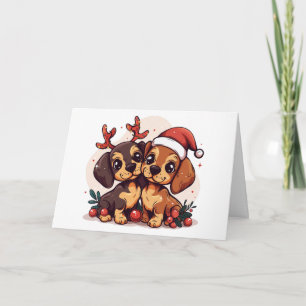 Thank You Christmas Dachshund Dogs Card