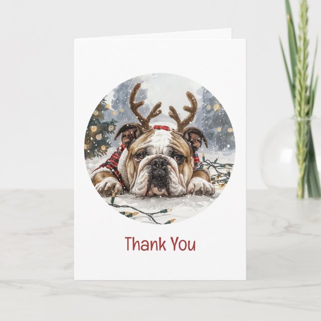 Thank You Christmas English Bulldog Reindeer (Front)