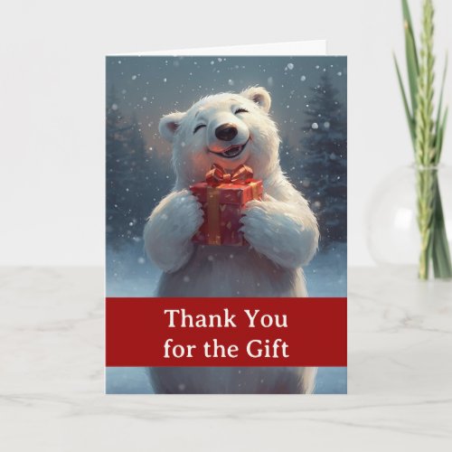 Thank You Christmas Gift with Polar Bear in Snow Card