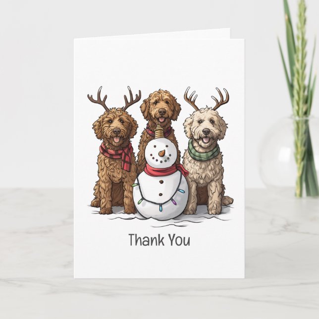 Thank You Christmas Goldendoodle Dogs (Front)