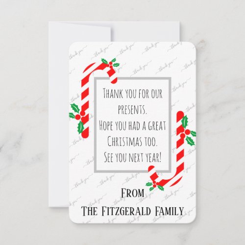 Thank You Christmas Holiday Custom Personalized