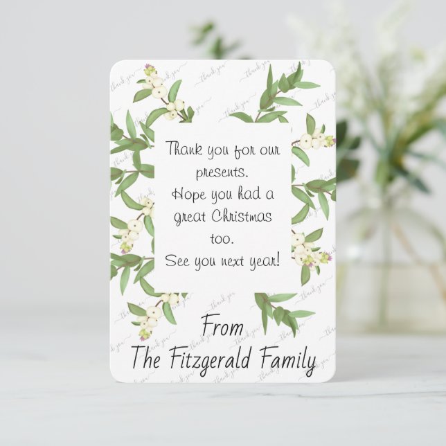 Thank You Christmas Holiday Custom Personalized Card (Standing Front)