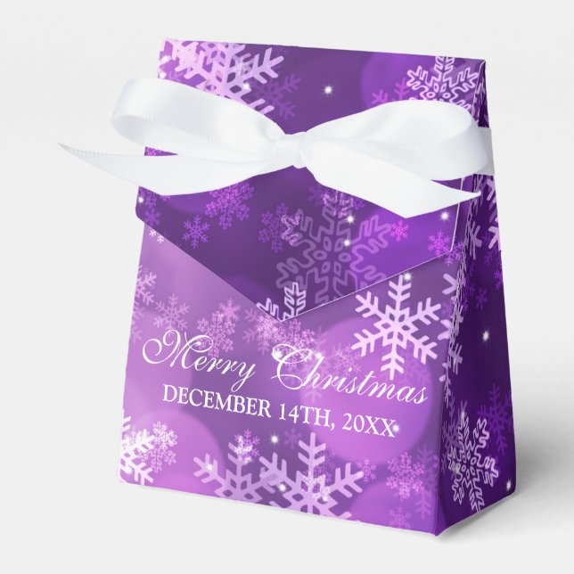 Thank You Christmas Holiday Sparkle Purple Favor Boxes (Front Side)