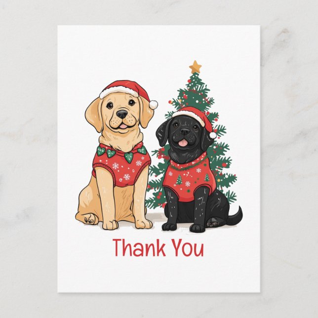 Thank You Christmas Labrador Retriever Dogs Postcard (Front)
