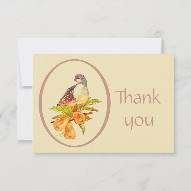 Thank You Christmas Partridge in a Pear Tree Bird Card (Front)