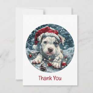 Thank You Christmas Pit Bull Santa Puppy Card