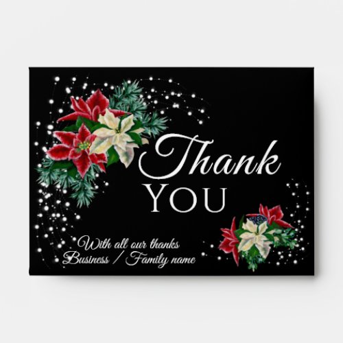 Thank You Christmas Poinsettia Cash Gift  Envelope