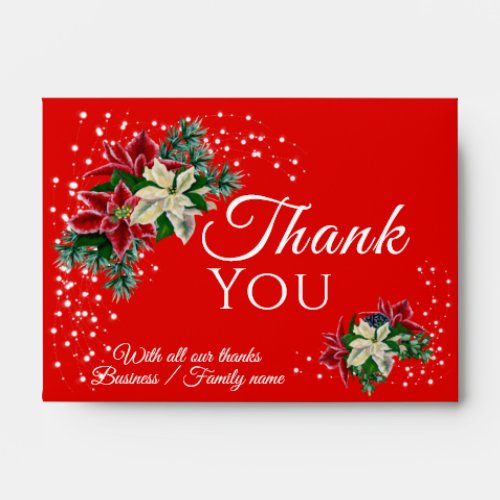 Thank You Christmas Poinsettia Red Cash Gift  Envelope