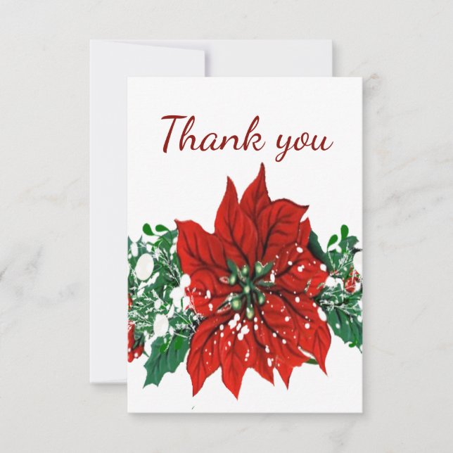 Thank You Christmas Pointsettia Flower Card (Front)