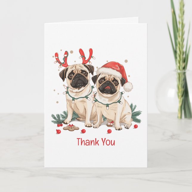 Thank You Christmas Pug Dogs (Front)