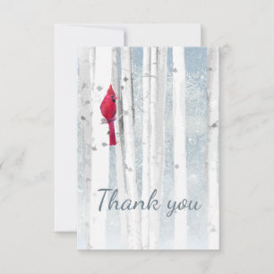 Thank You Christmas Winter Cardinal Red Bird Art