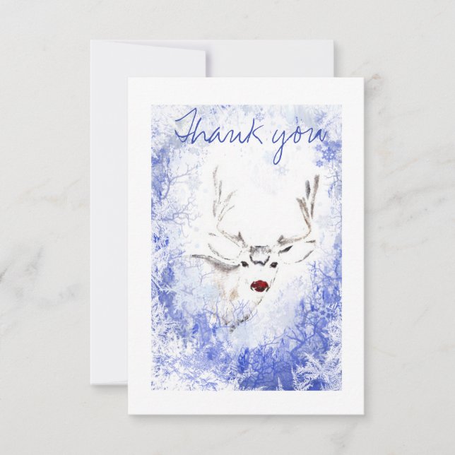 Thank You Christmas Winter Reindeer Fun Nature (Front)
