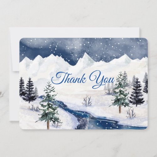 Thank You Christmas Winter Wedding Custom Thank You Card
