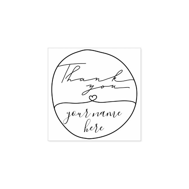 Thank you circle custom name rubber stamp