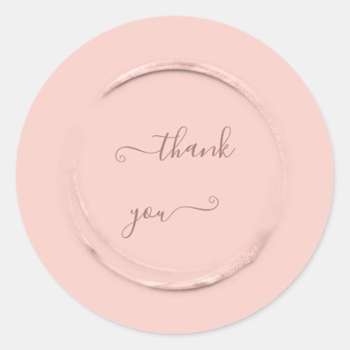 Thank You Circle Frame Rose Blush Powder   Classic Round Sticker