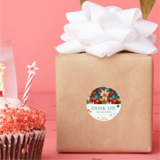 "Thank You" Circle Sticker – Graceful Gratitude