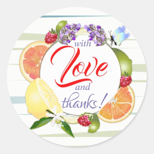 Thank You Citrus Fruits Classic Round Sticker