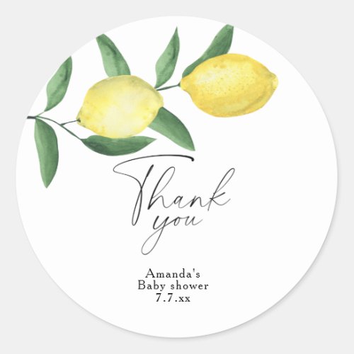 Thank you _ Citrus Lemon _ Baby shower Classic Round Sticker