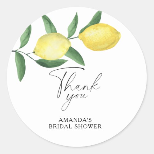 Thank you _ Citrus Lemon _ Bridal shower Classic Round Sticker