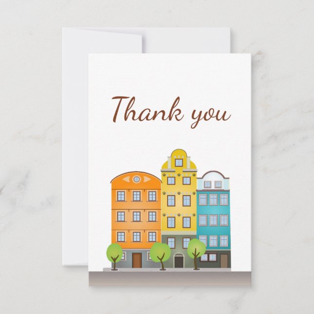 Thank You Cityscape High Rise Condo Apartments Card (Front)