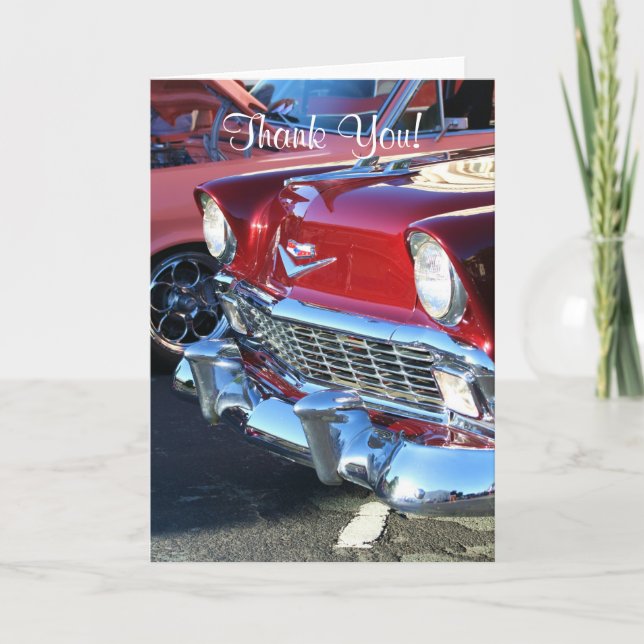 Thank You Classic Red car greeting card (Front)