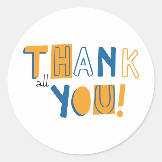Thank You Classic Round Sticker (Front)