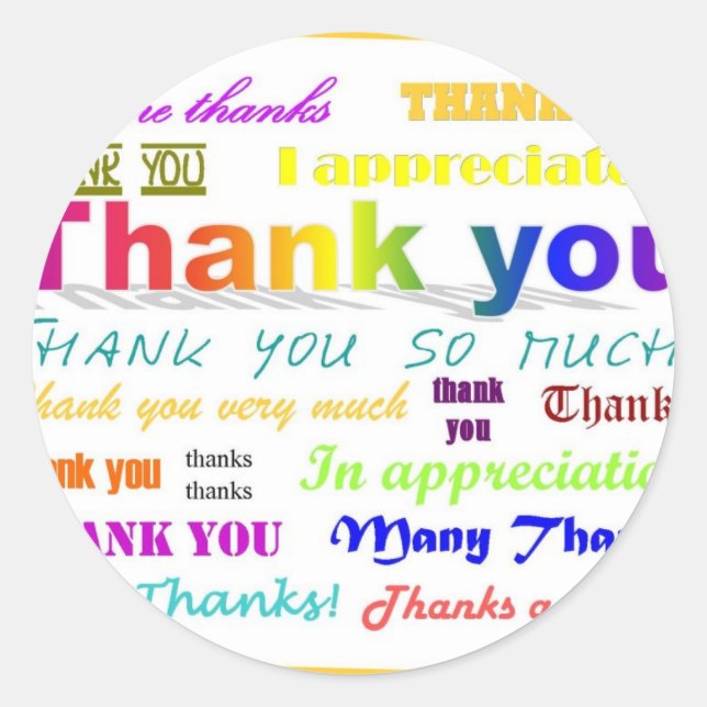 Thank You Classic Round Sticker (Front)