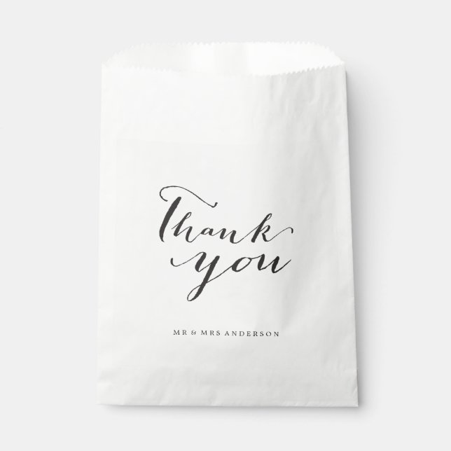 Thank You Classic Script Calligraphy Name Wedding Favor Bag (Front)