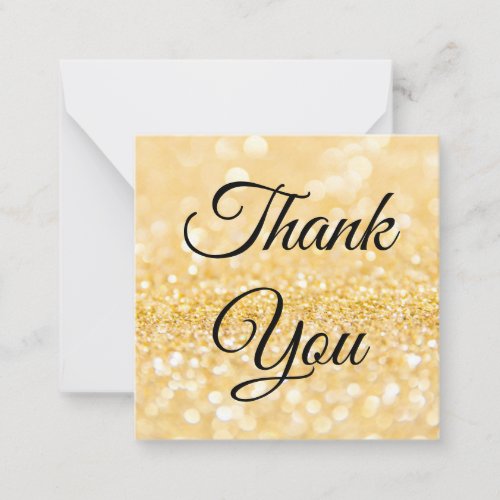 Thank you classic scriptgold glitters  wedding note card