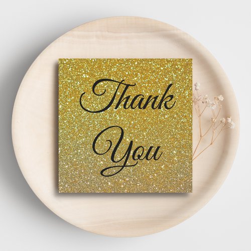 Thank you  classic script gold luxury glitters note card