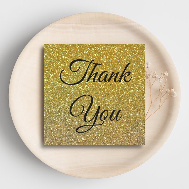 Thank you,  classic script, gold luxury glitters note card (Creator Uploaded)