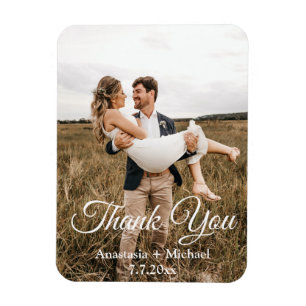 thank you,classic script,wedding photo magnet