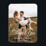 thank you,classic script,wedding photo magnet<br><div class="desc">thank you, classic script,  country wedding photo , custom</div>