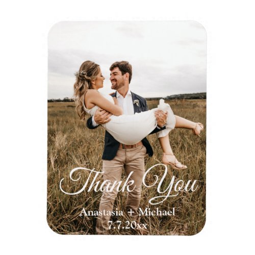 thank youclassic scriptwedding photo magnet