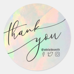thank you clear opal classic round sticker
