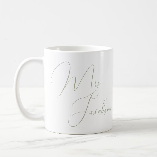 Thank You Client Wedding Gift Logo Sage Green Coffee Mug (Left)