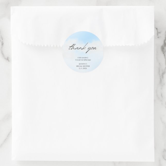 Thank you Cloud 9 Pastel Gradient Bridal Shower Cl Classic Round Sticker (Bag)