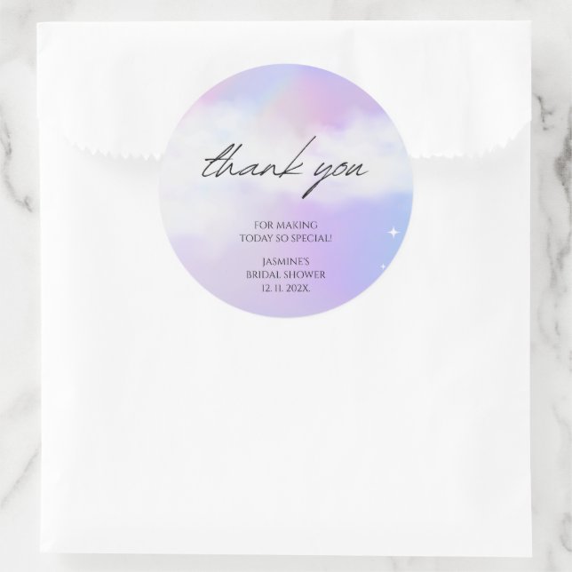 Thank you Cloud 9 Pastel Gradient Bridal Shower Classic Round Sticker (Bag)