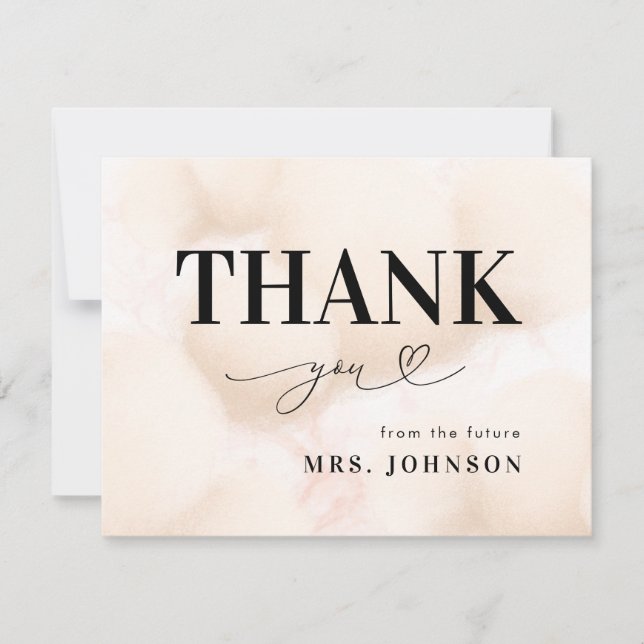 Thank You Cloud Nine 9 Heart Script Bridal Shower Card (Front)