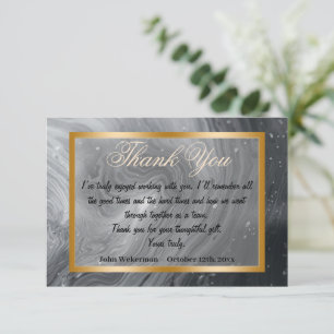 Thank You co-worker & Gray Marble, Gold frame Note Card