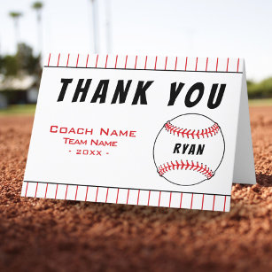 Thank you Coach Baseball Ball Thank you Card