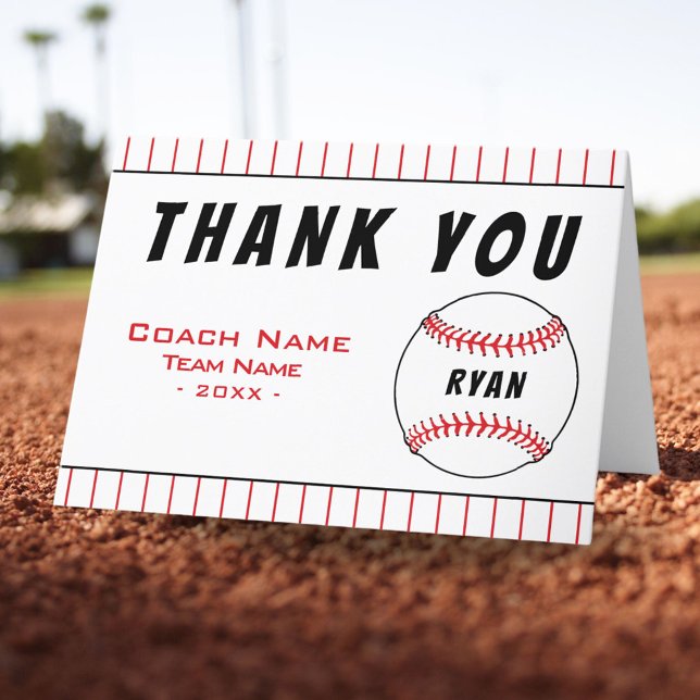 Thank you Coach Baseball Ball Thank you Card (Creator Uploaded)