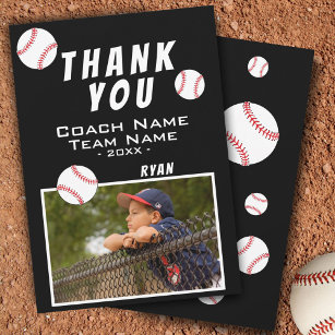 Thank you Coach Baseball Black Photo Card