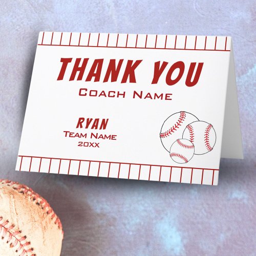 Thank you Coach Baseball Coach Card