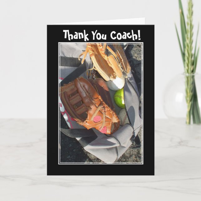 Thank You Coach baseball mitt greeting card (Front)