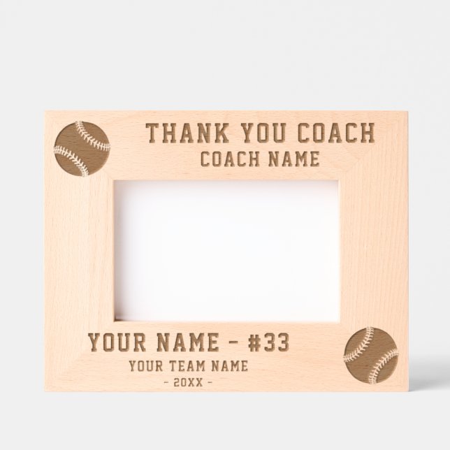 Thank you Coach Baseball Team Name Sports Engraved Frames (Front)