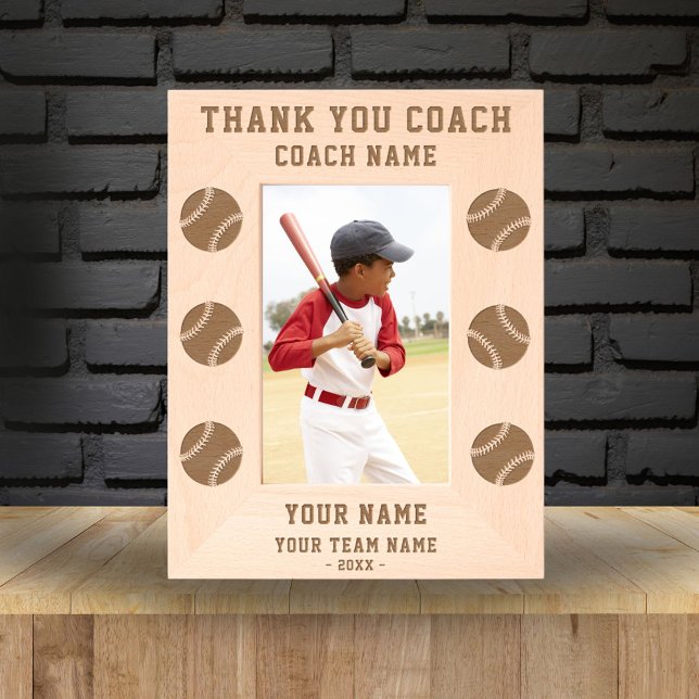 Thank you Coach Baseball Team Name Sports Engraved Frames (Creator Uploaded)